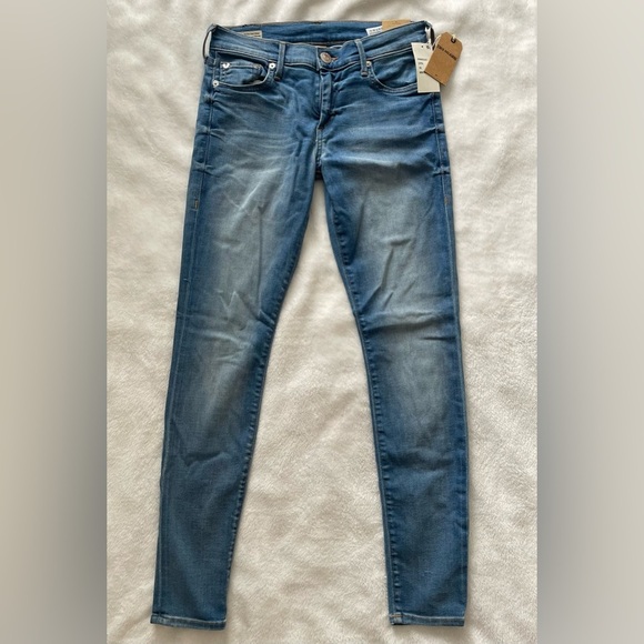 True Religion Blue Skinny Jeans with Contrast Stitching - Picture 2 of 7